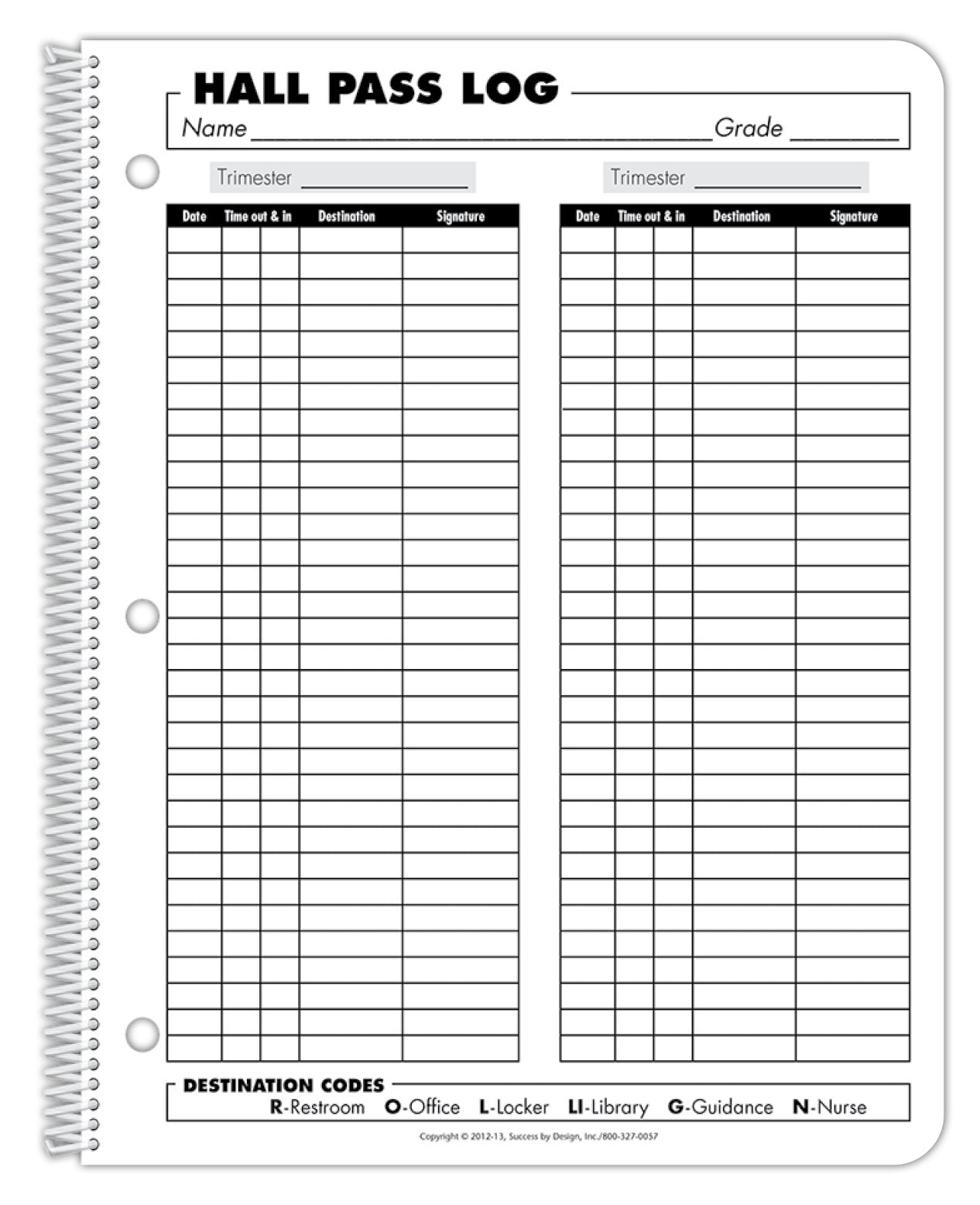 Cardstock Hall Pass Pages Minimize Daily Disruptions 0293